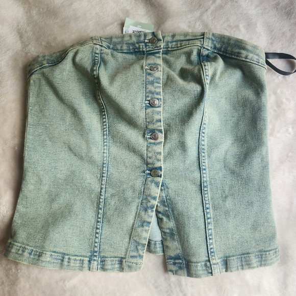 H&M denim bandeau/strapless top sz L BNWT - Picture 15 of 15